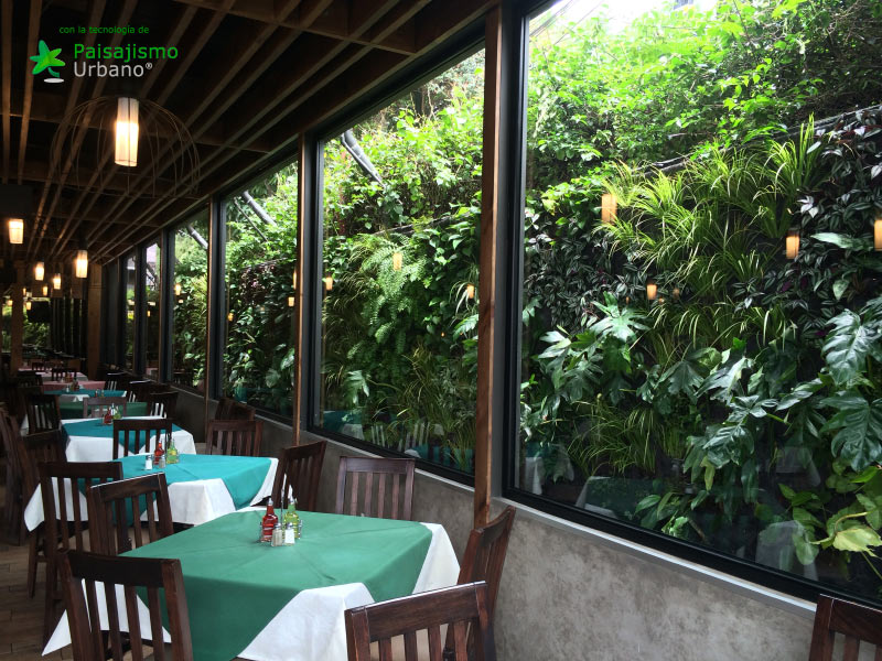 jardín vertical en restaurante