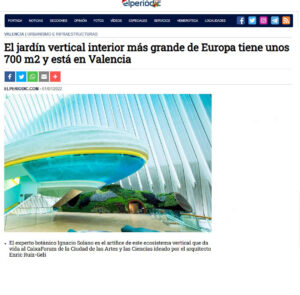 El Jardín Vertical Interior más grande de Europa tiene unos 700 m2 y está en Valencia