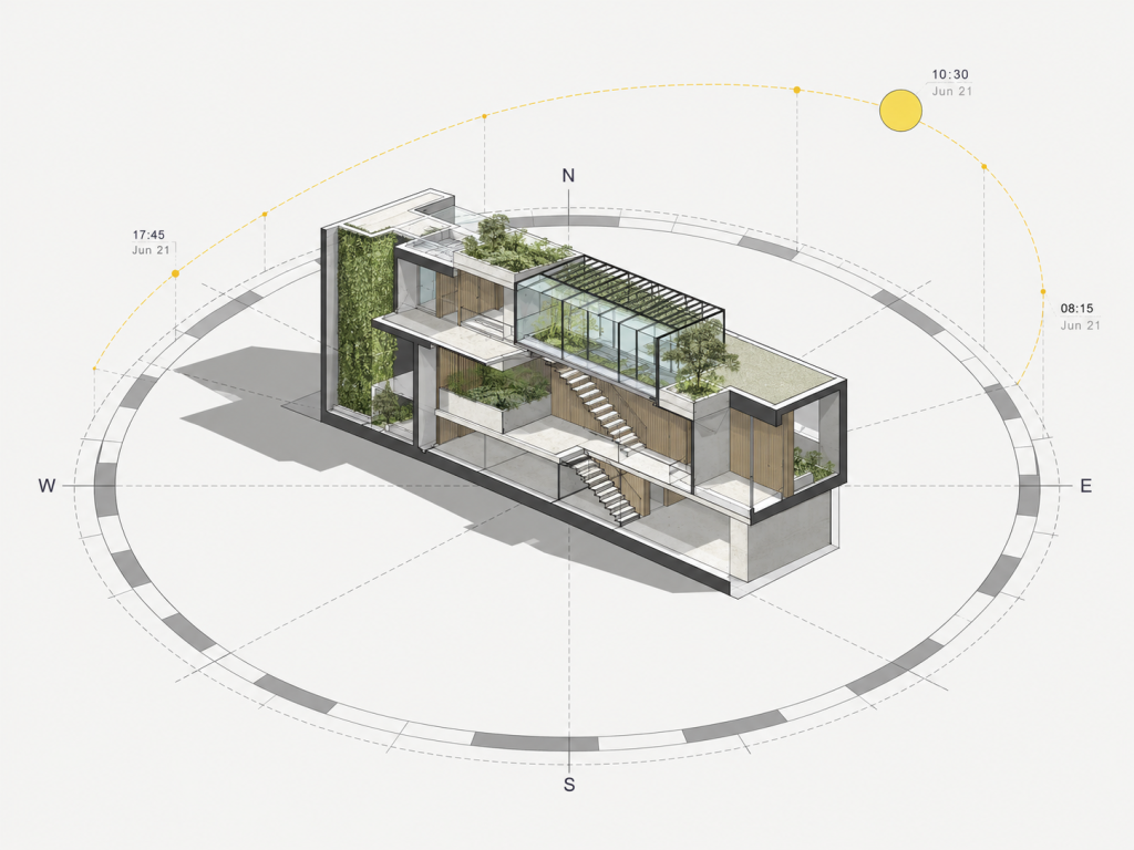 Estudio de iluminación natural y trayectoria solar